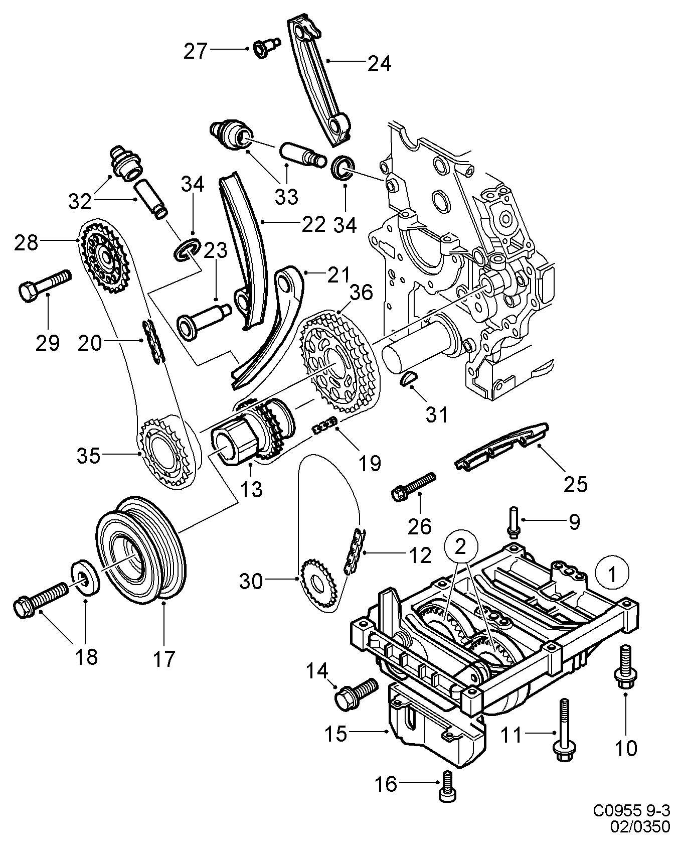 SAAB 95 44 370 - Guides, timing chain onlydrive.pro