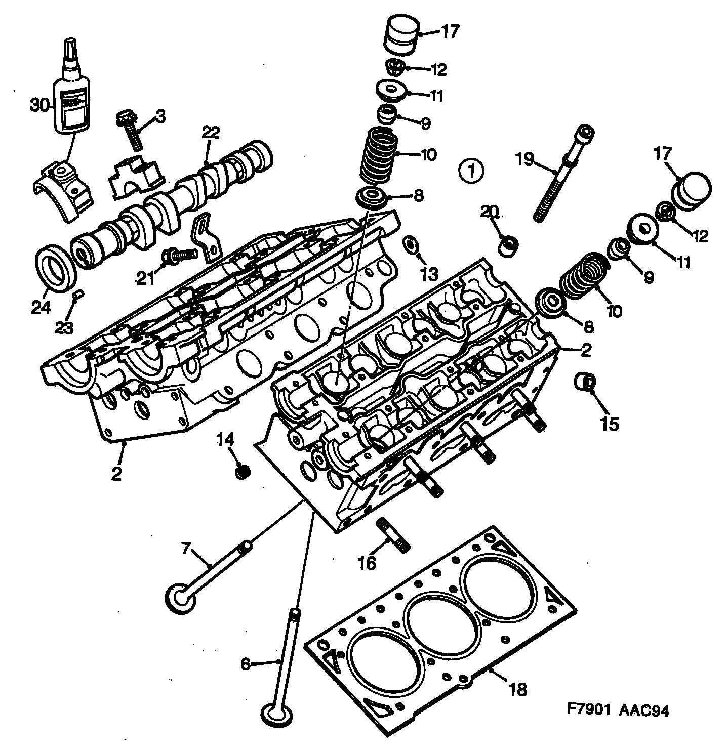 Opel 4501003 - Cylinder head, (1994-1997) , 6-cyl: 1 pcs. onlydrive.pro