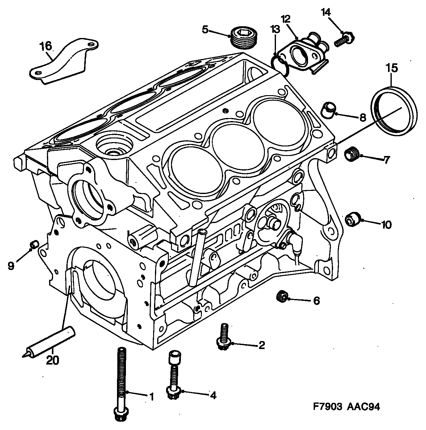 SAAB 45 01 201 - Cylinder block, (1994-1997) , 6-cyl: 1 pcs. onlydrive.pro