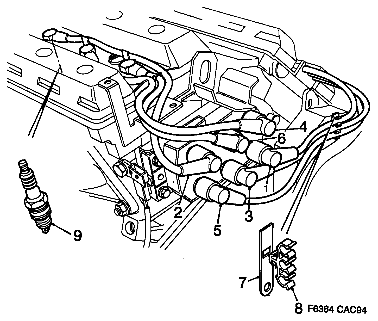 SAAB 4501029 - Ignition leads, - spark plugs etc, (1994-1998) , 6-cyl: 6 pcs. onlydrive.pro