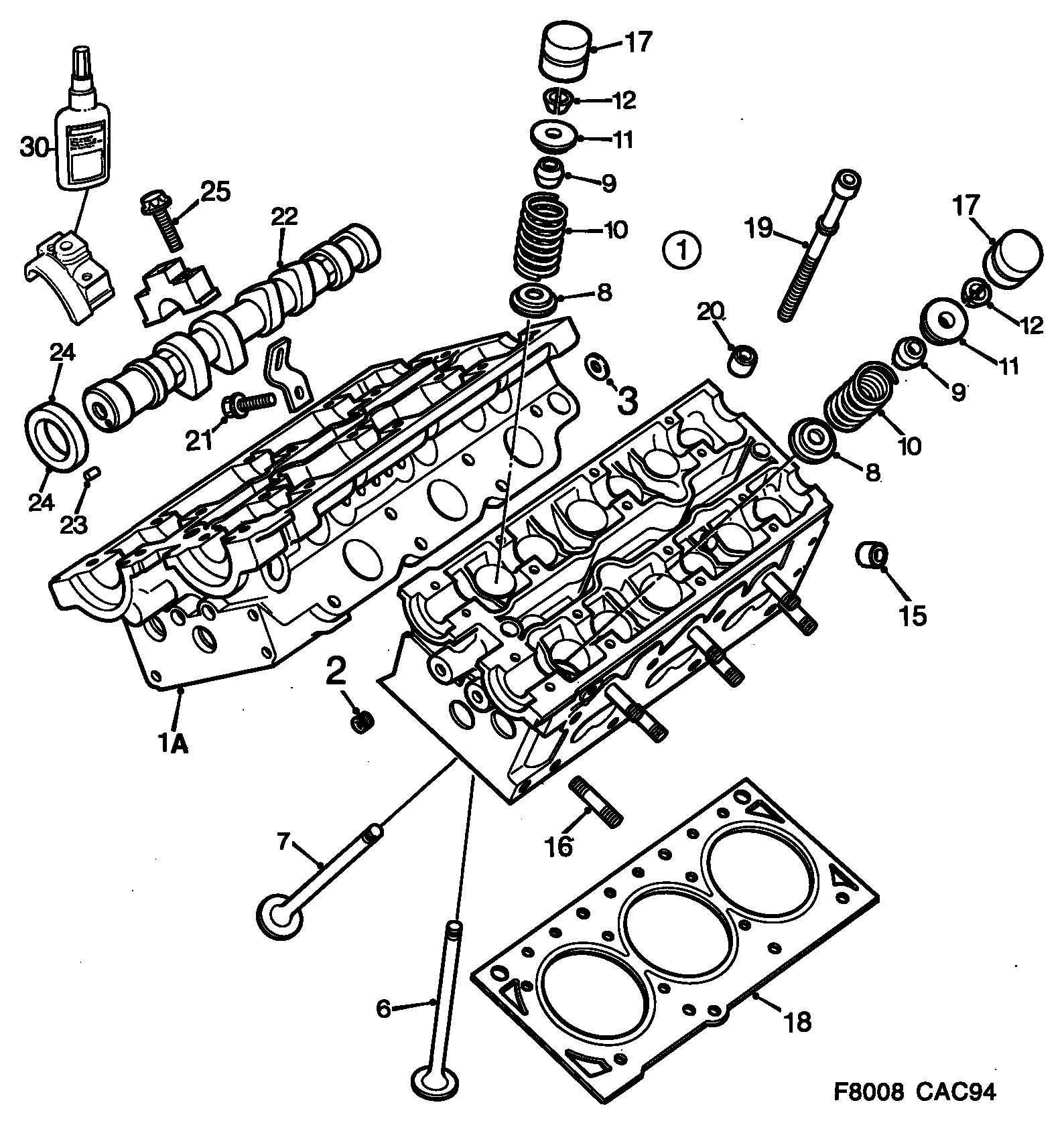 Opel 4503983 - Cylinder head - 6-cylinder, (1994-1998) , 6-cyl: 4 pcs. onlydrive.pro