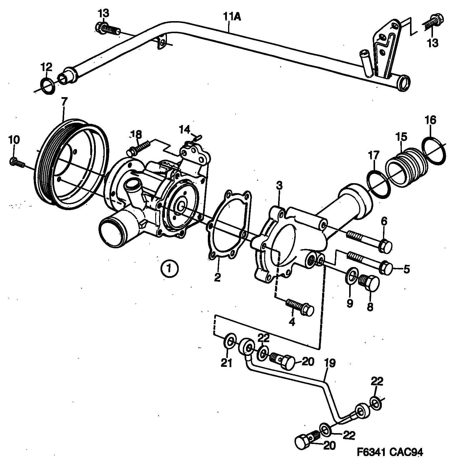 FIAT 7522709 - Coolant pump - 4-cylinder, (1994-1998) , 4-cyl: 1 pcs. onlydrive.pro