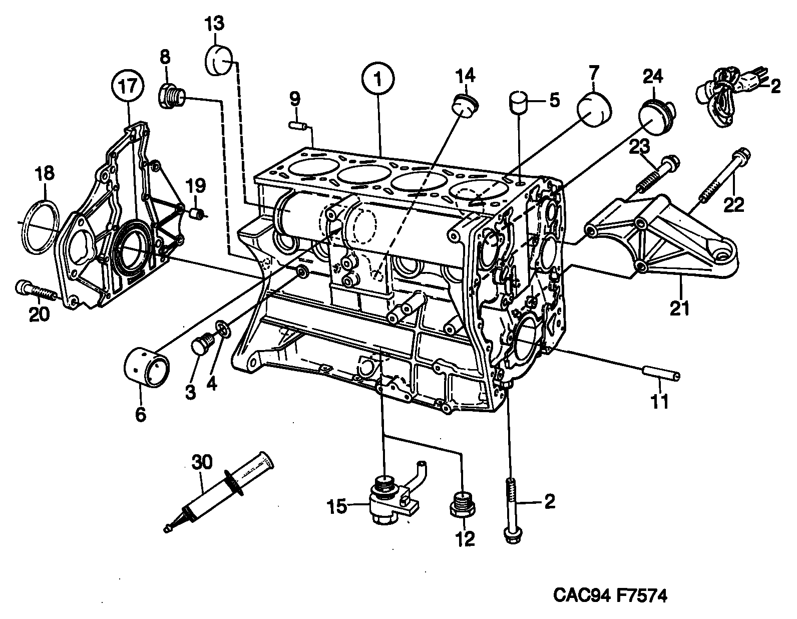 Opel 9117557 - Cylinder block - 4-cylinder, (1994-1998) , 4-cyl: 1 pcs. onlydrive.pro