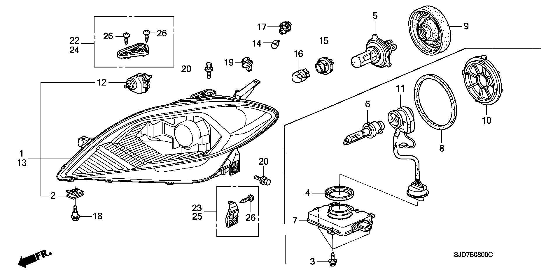 Honda 33115-SM4-003 - Headlight: 002 pcs. onlydrive.pro