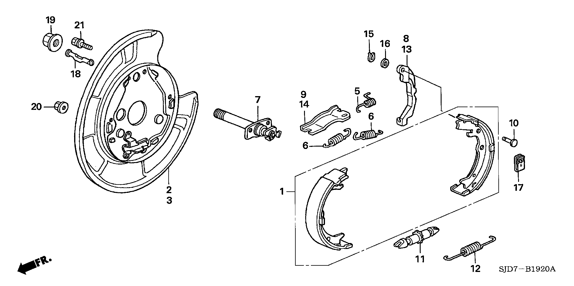 Honda 43053-SJF-E00 - Brake Shoe Set, parking brake onlydrive.pro