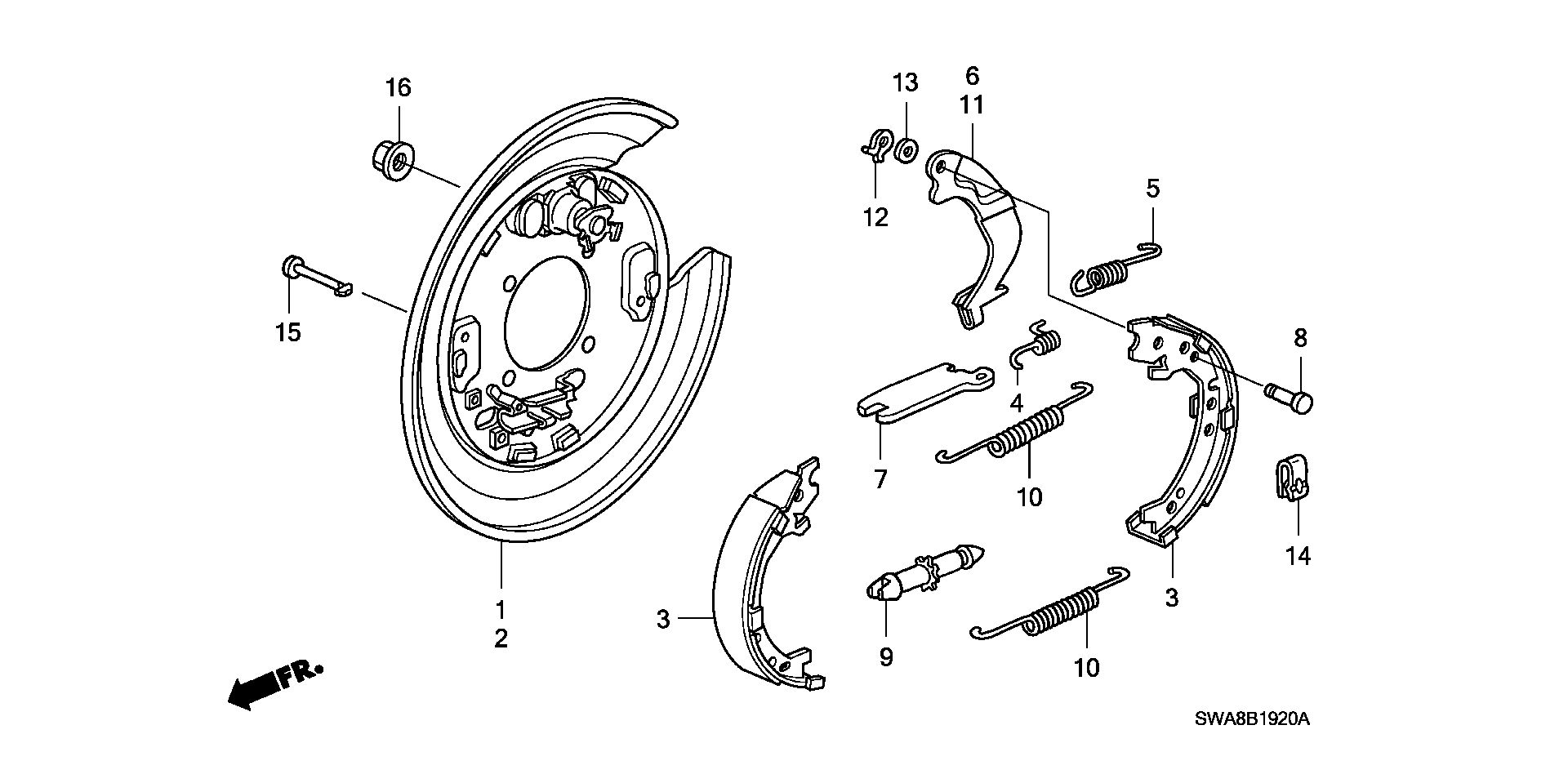 Honda 43154STKA01 - Brake Shoe Set, parking brake onlydrive.pro