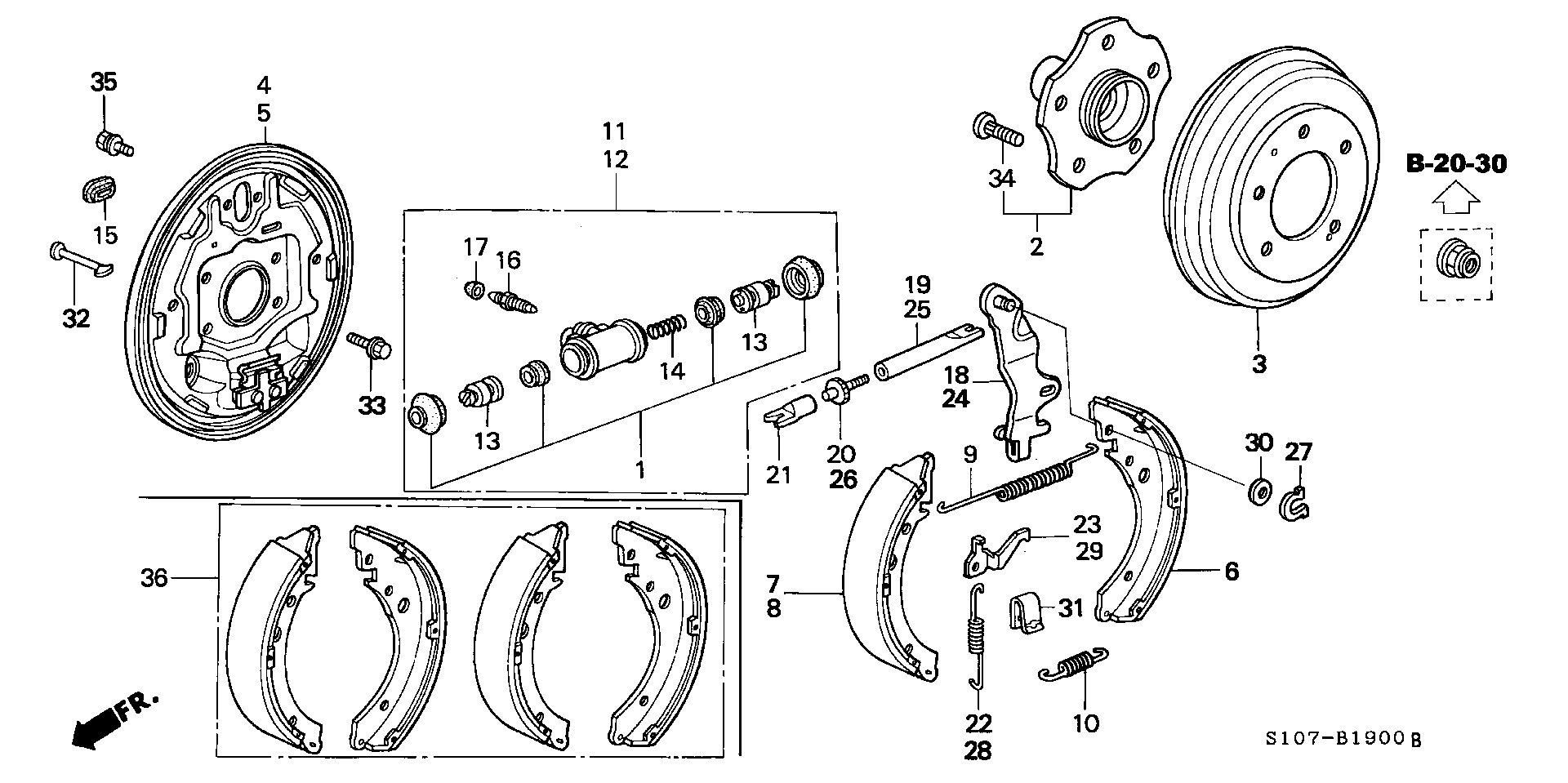 Honda 43155S10A01 - Brake Shoe Set onlydrive.pro