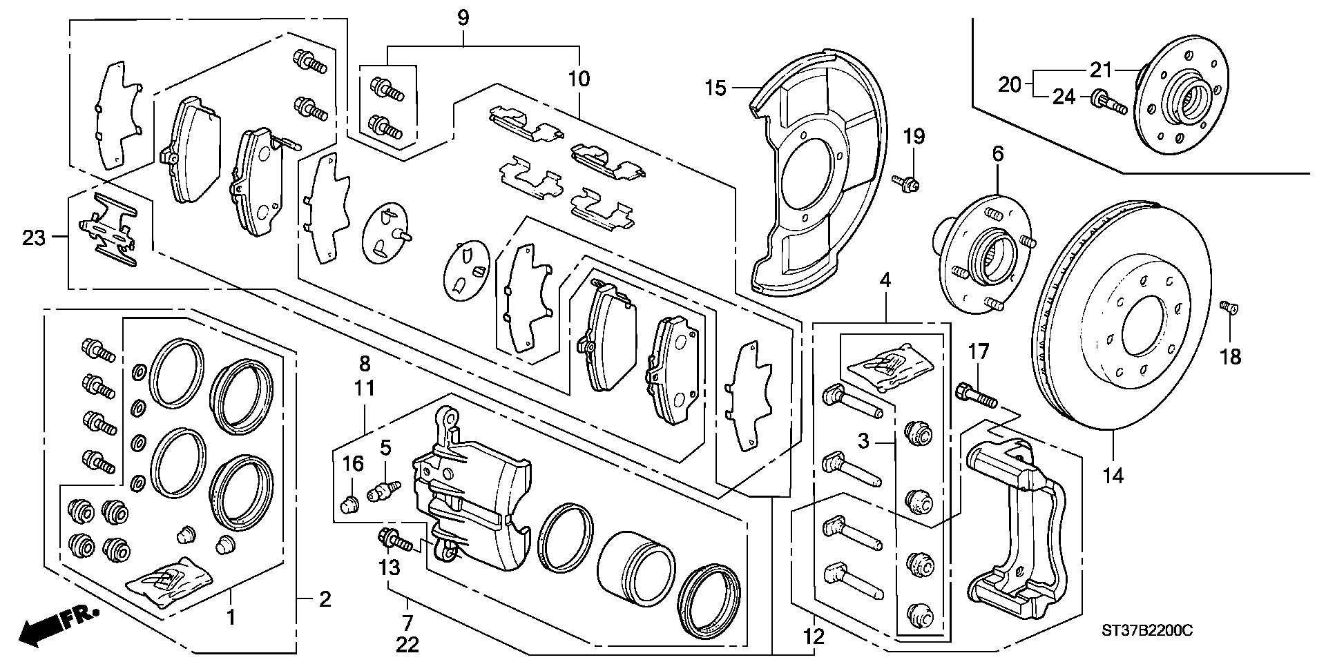 Honda 45022-S74-E10 - Brake Pad Set, disc brake onlydrive.pro