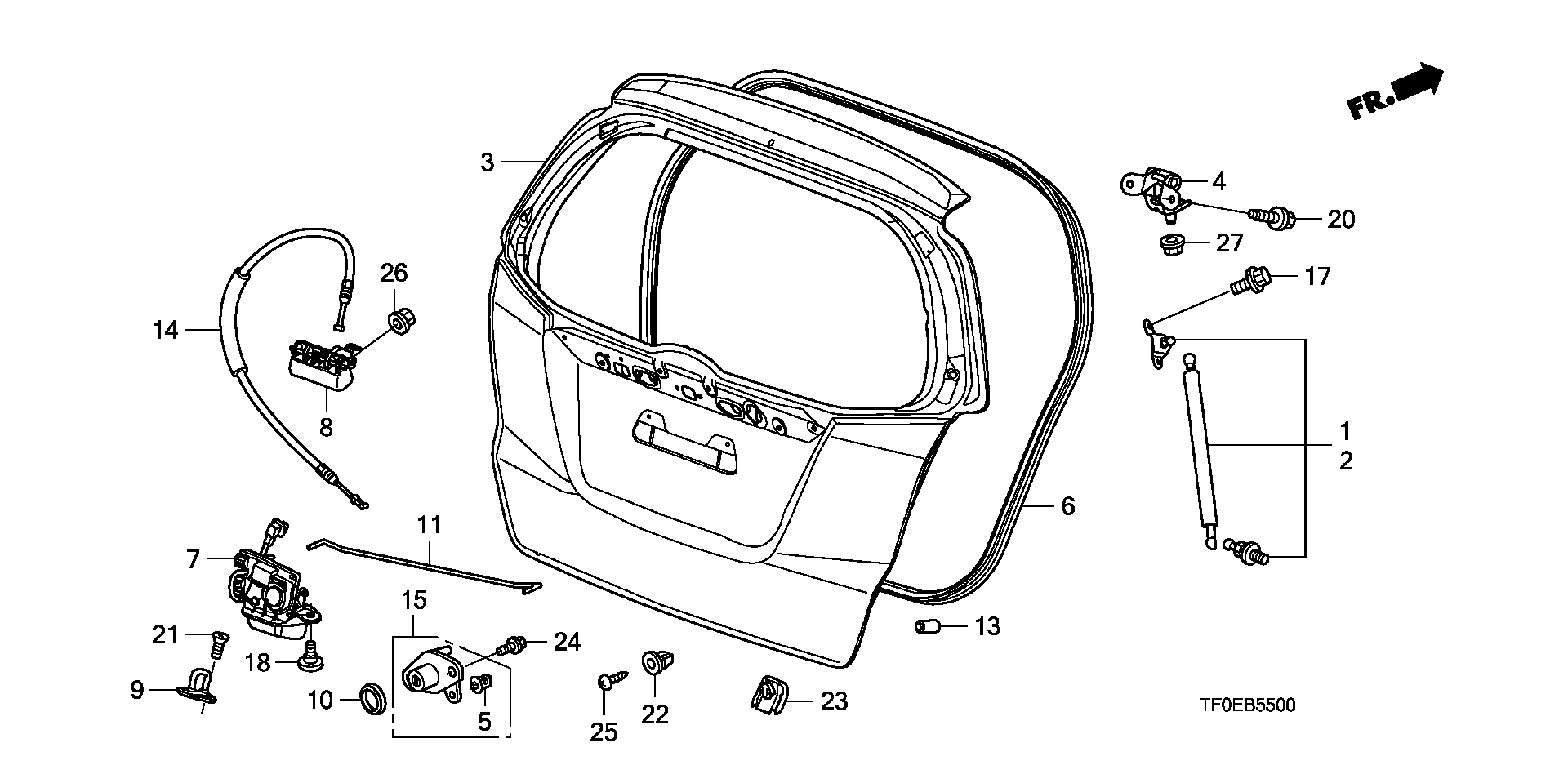 Honda 04741-TF0-000 - Gas Spring, boot, cargo area onlydrive.pro