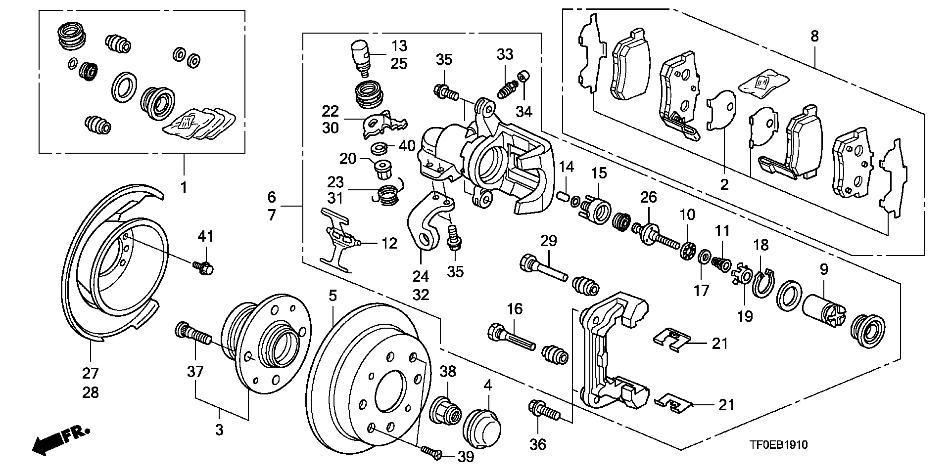 Honda 43022-TF0-G01 - Bremžu uzliku kompl., Disku bremzes onlydrive.pro