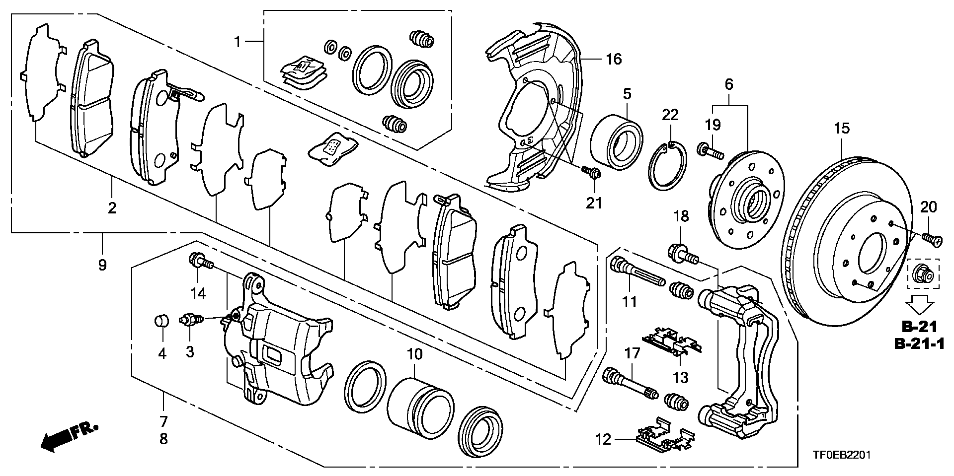 Honda 45022TF0G02 - Piduriklotsi komplekt,ketaspidur onlydrive.pro