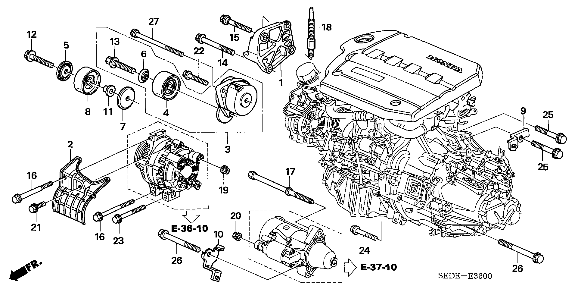 Honda 31170-RBD-E02 - Belt Tensioner, v-ribbed belt onlydrive.pro