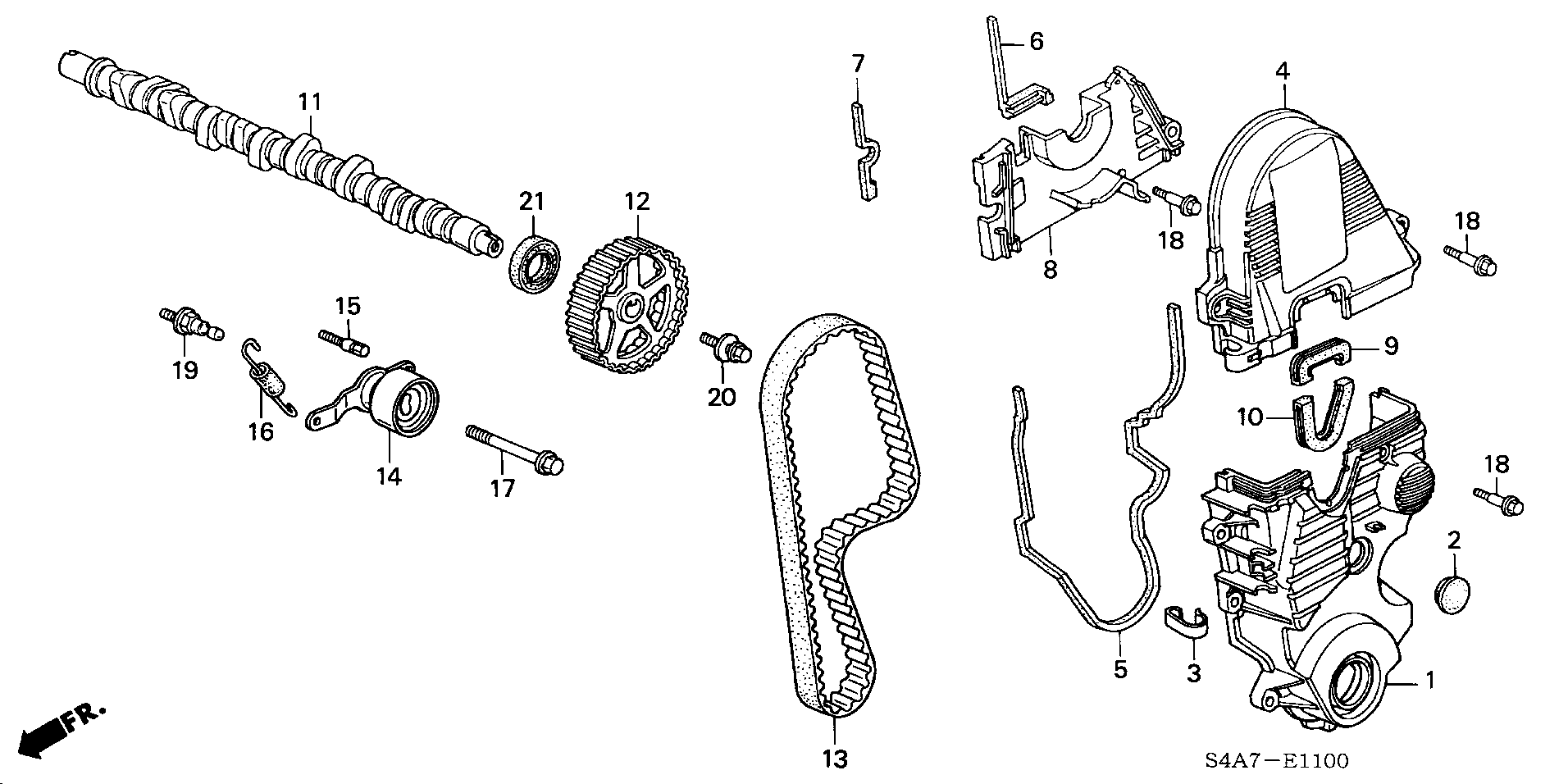 Honda 14510-P2A-004 - Spriegotājrullītis, Gāzu sadales mehānisma piedziņas siksna onlydrive.pro