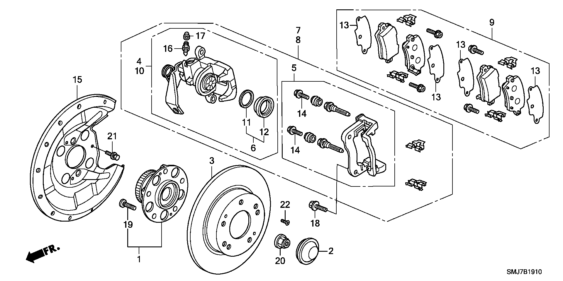 Honda 43022SMGE02 - Stabdžių trinkelių rinkinys, diskinis stabdys onlydrive.pro