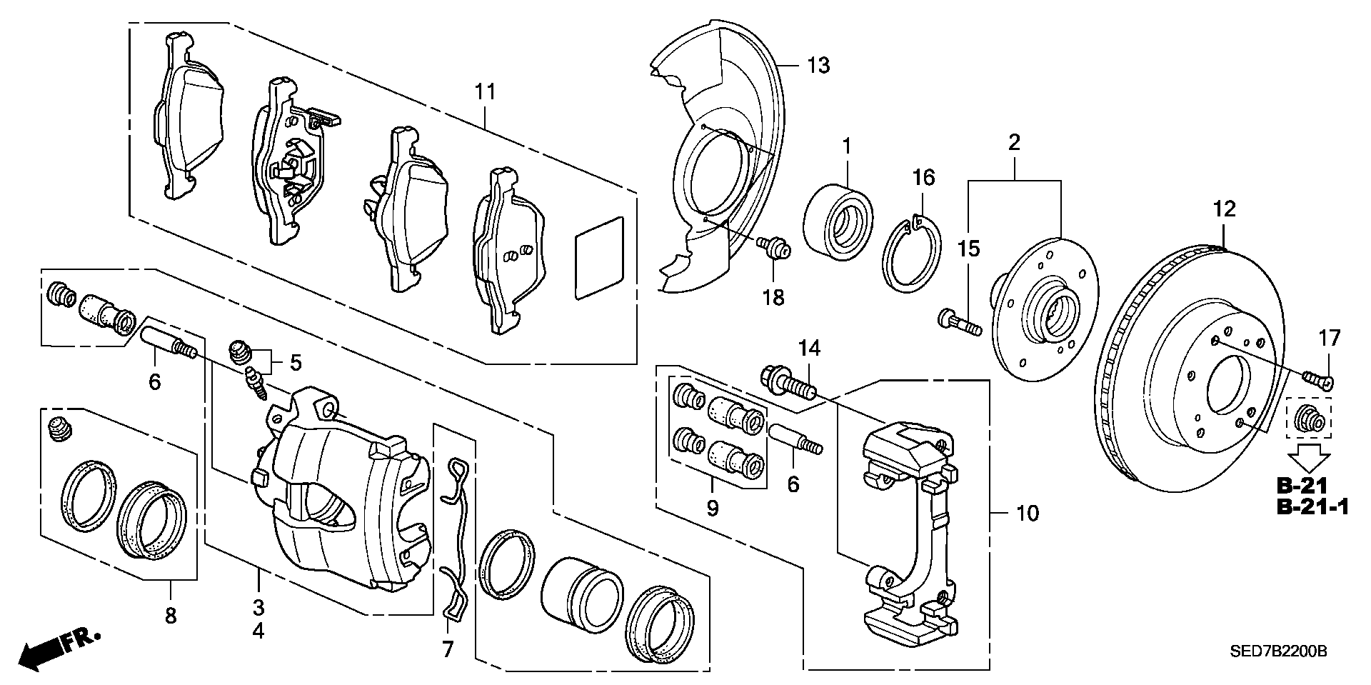 Honda 45022-SEA-E01 - Piduriklotsi komplekt,ketaspidur onlydrive.pro