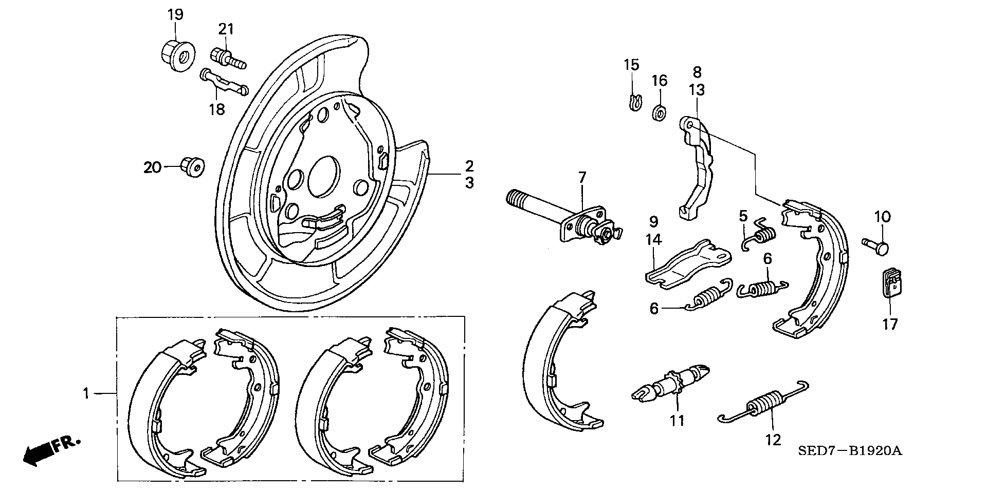 Honda 43053SEDE50 - Brake Shoe Set, parking brake onlydrive.pro