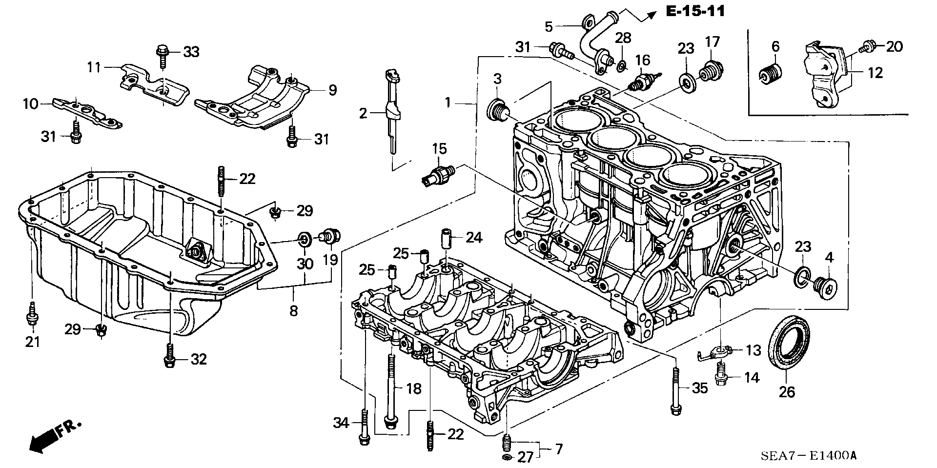 Honda 91214-PNA-014 - Cylinder block/oil pan: 001 pcs. onlydrive.pro