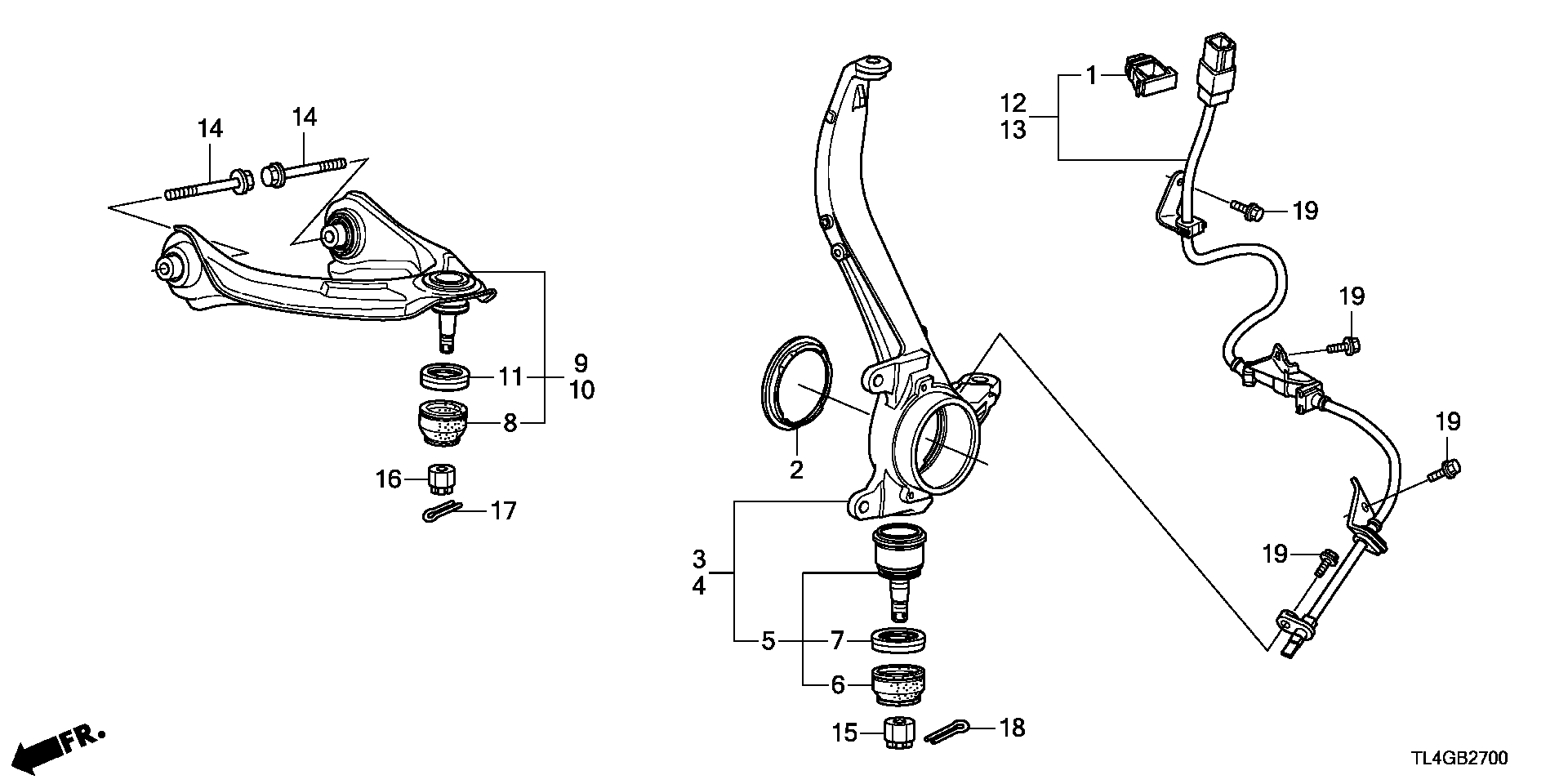 Honda 57450-TA0-A01 - Датчик ABS, частота вращения колеса onlydrive.pro