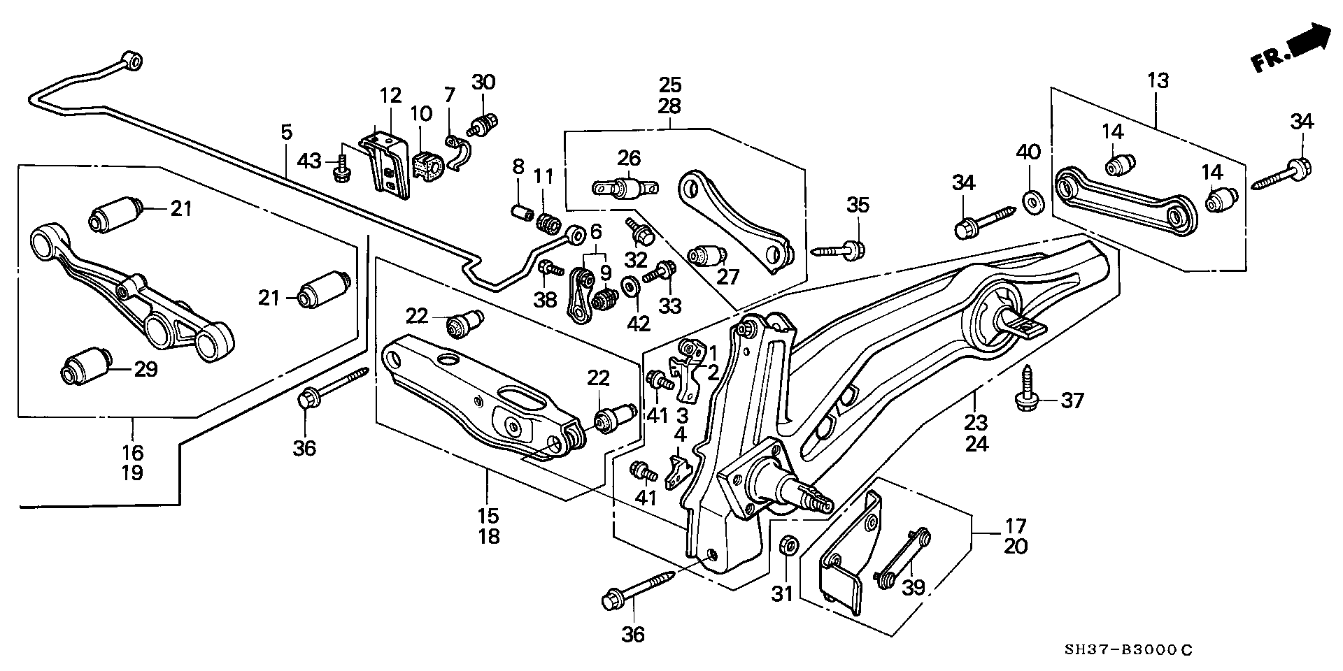 Honda 52390-SH3-A00 - Vikšro valdymo svirtis onlydrive.pro