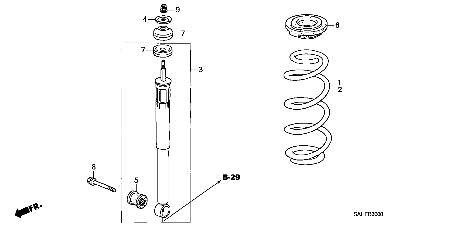 Honda 52610-SAA-E12 - Rear shock absorber: 002 pcs. onlydrive.pro