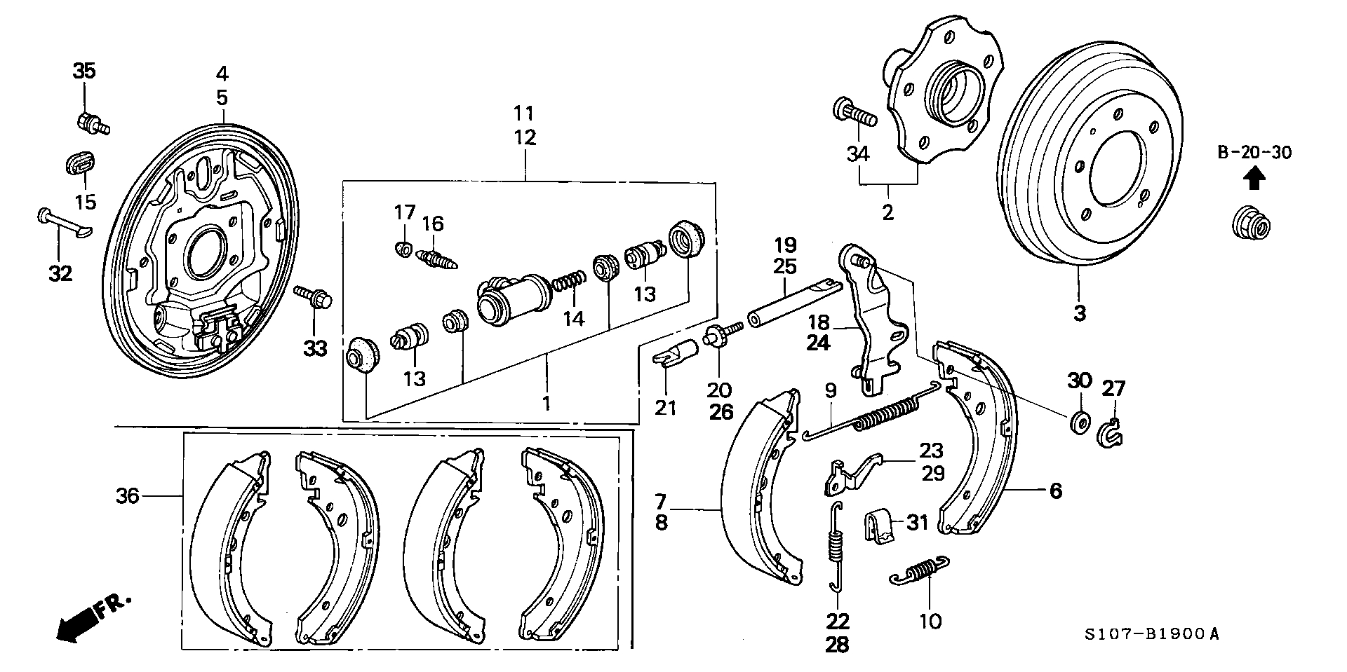 Honda 43053-S10-E50 - Brake Shoe Set onlydrive.pro