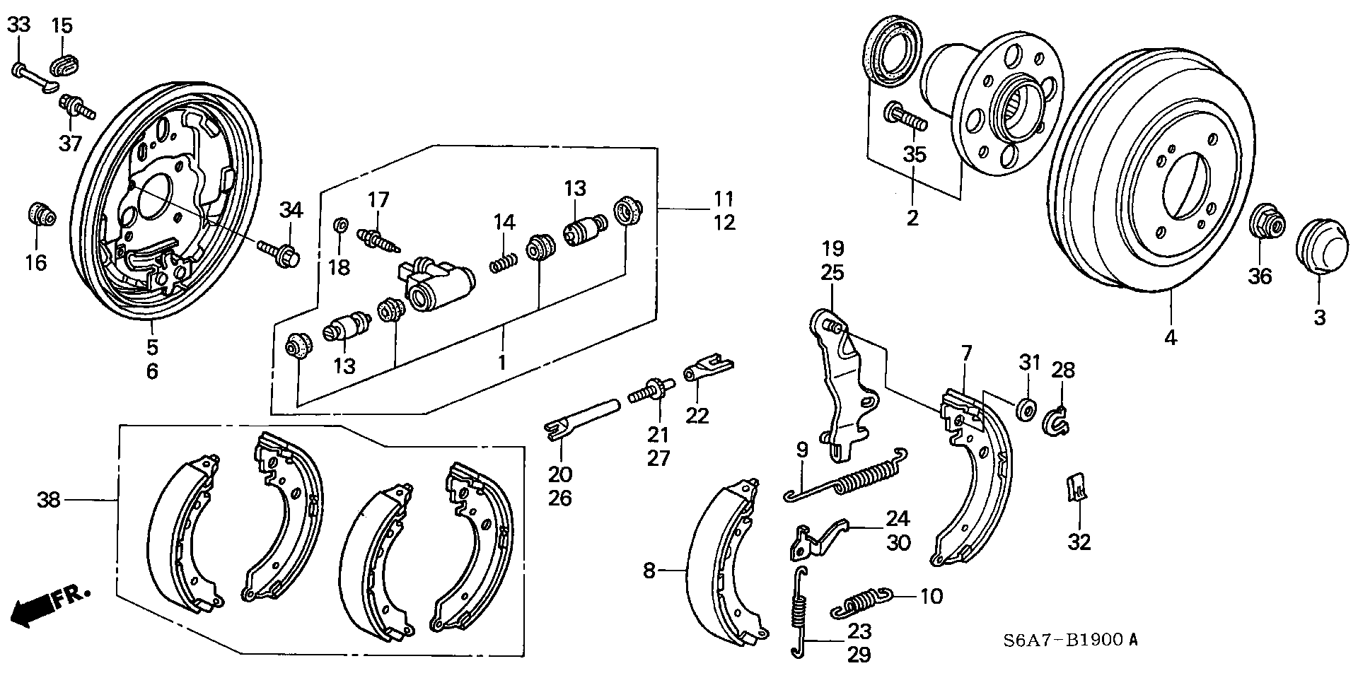 Honda 43053-S6A-E50 - Brake Shoe Set onlydrive.pro