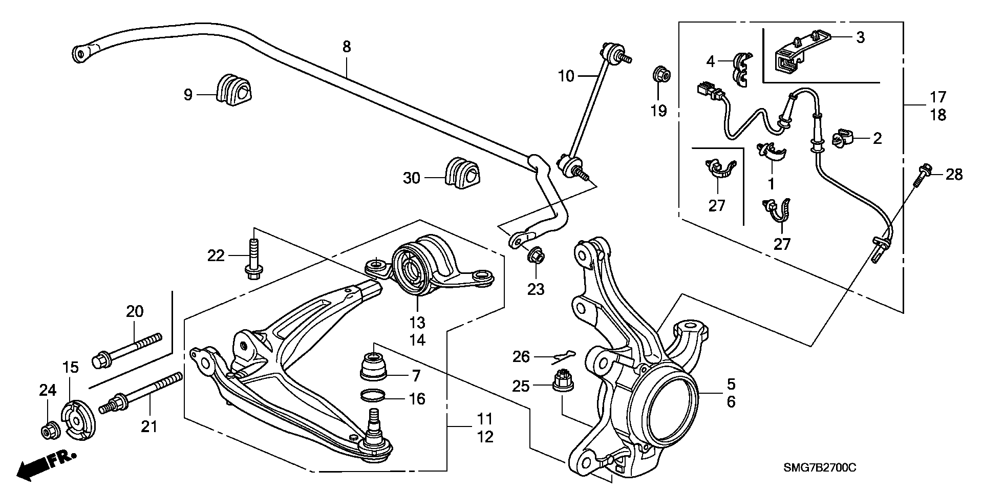 Honda 51320-SMG-E01 - Tanko, kallistuksenvaimennin onlydrive.pro