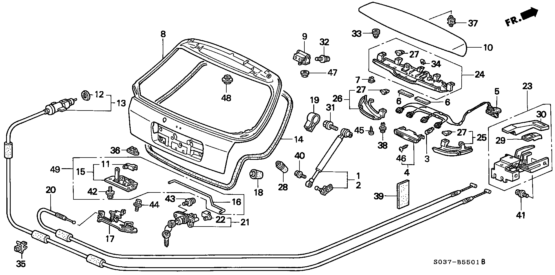 Honda 04746-S03-000 - Газовая пружина, упор onlydrive.pro