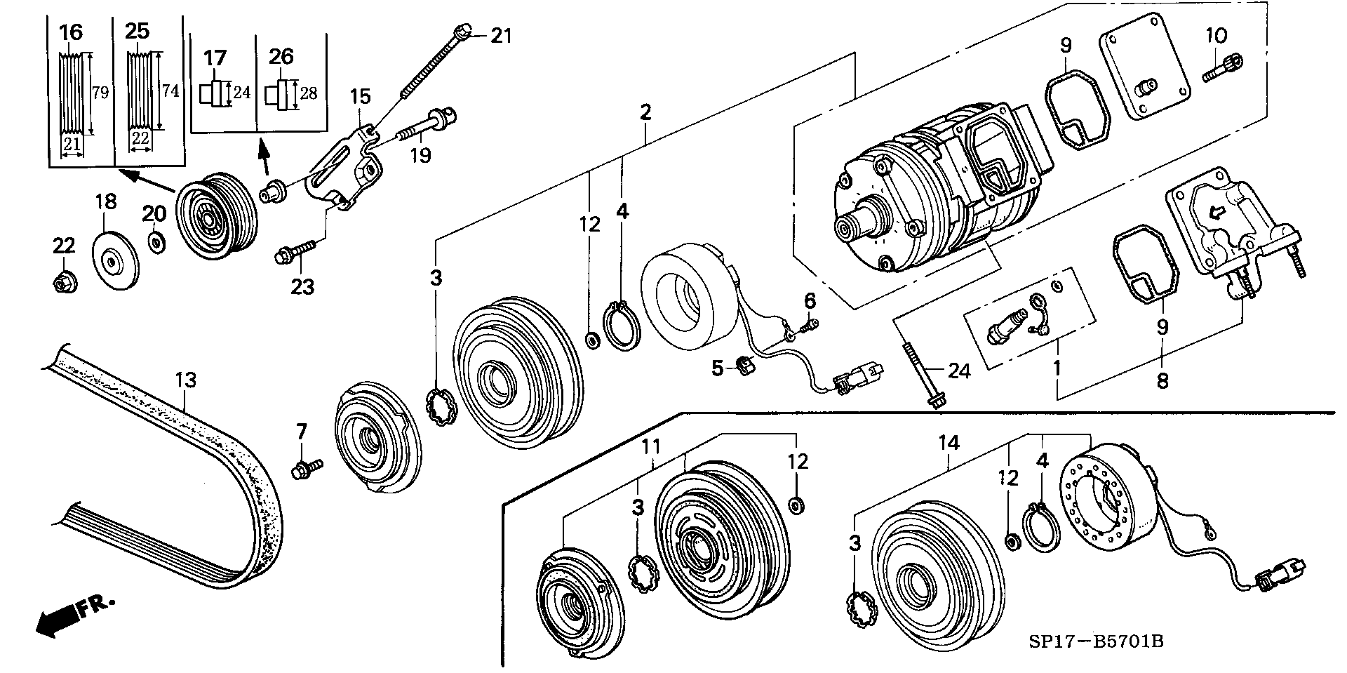 Honda 38920-PY3-003 - V formos rumbuoti diržai onlydrive.pro