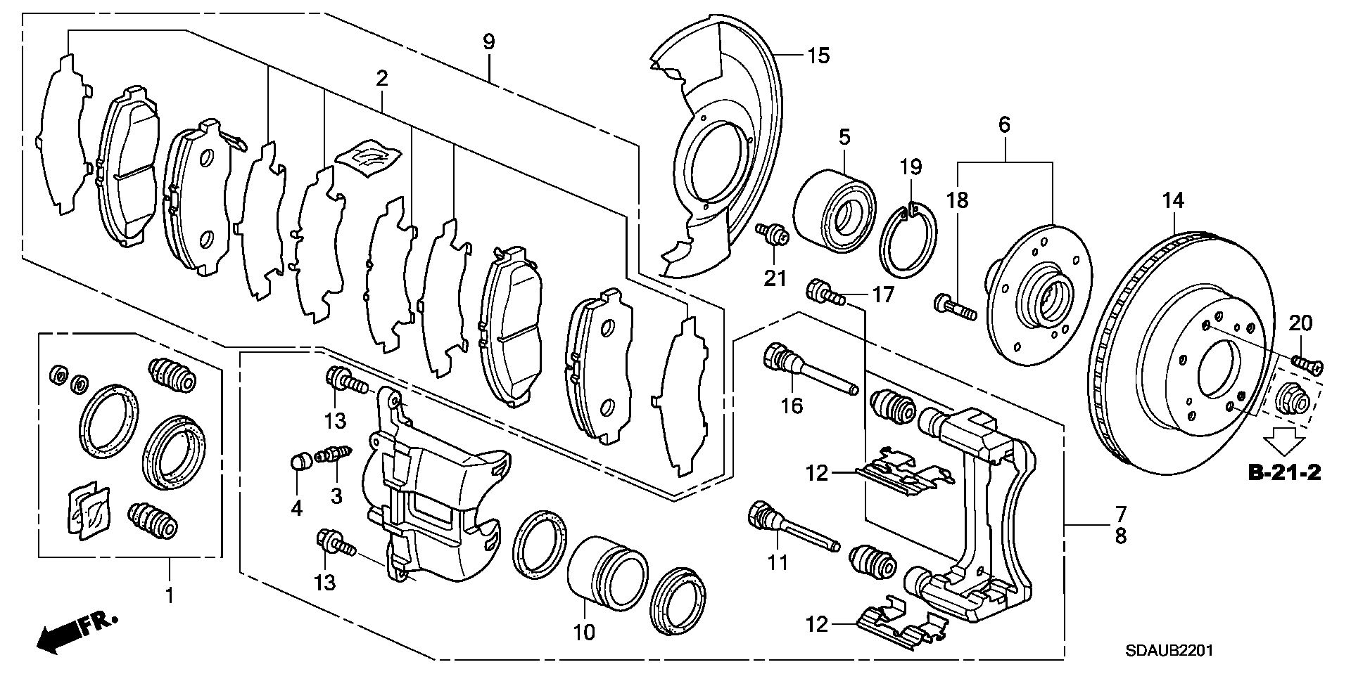 Honda 45022SDDA10 - Тормозные колодки, дисковые, комплект onlydrive.pro