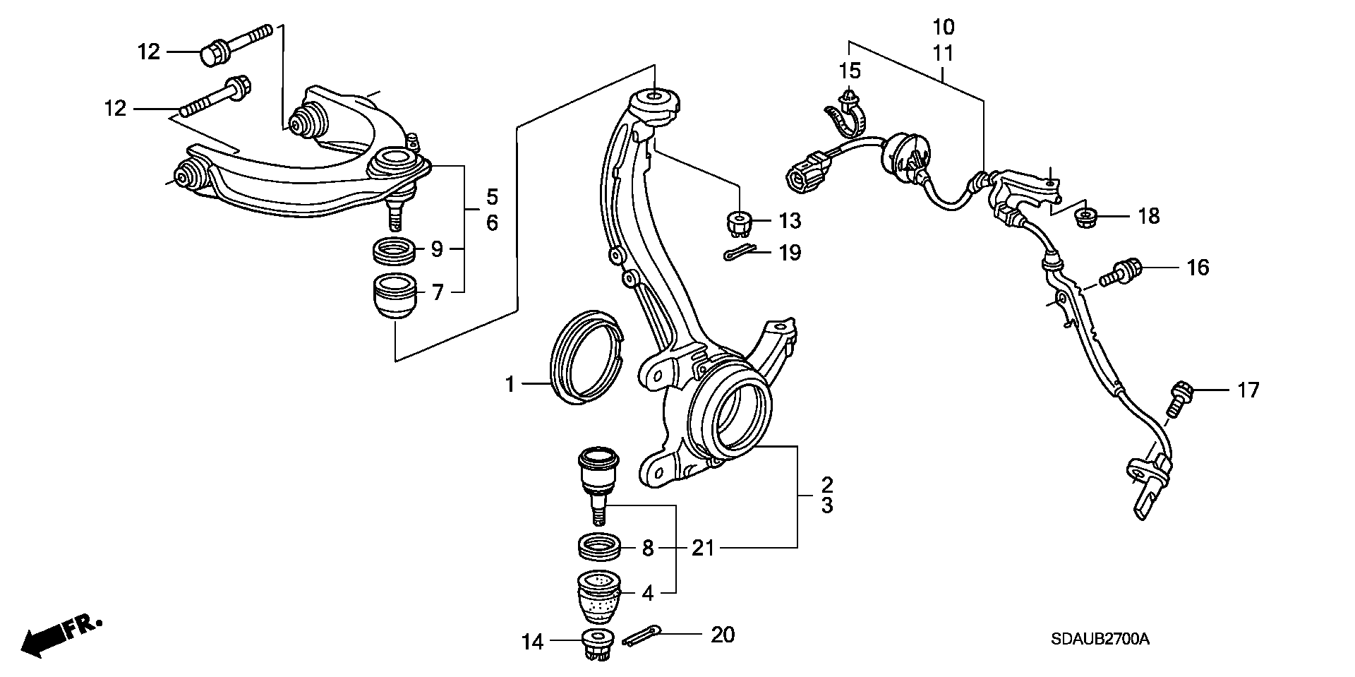 Honda 51220-SDA-A02 - Balst / Virzošais šarnīrs onlydrive.pro