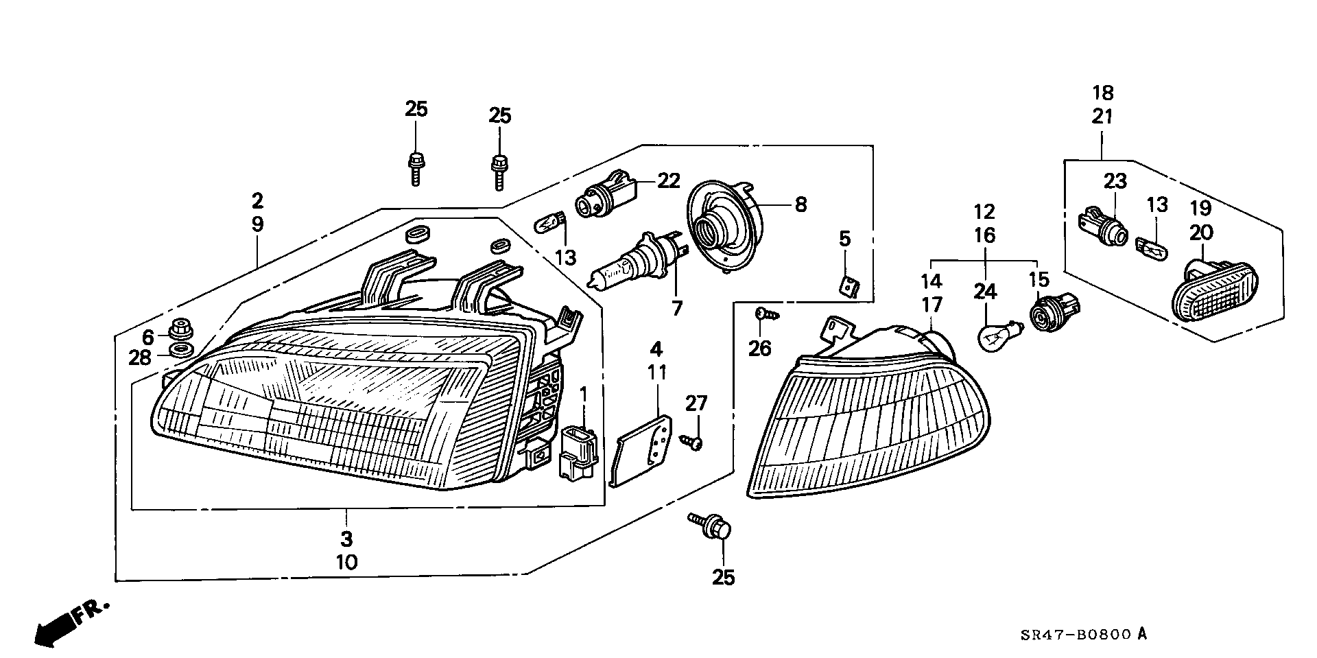 Honda 33115-SM3-003 - Headlight: 002 pcs. onlydrive.pro