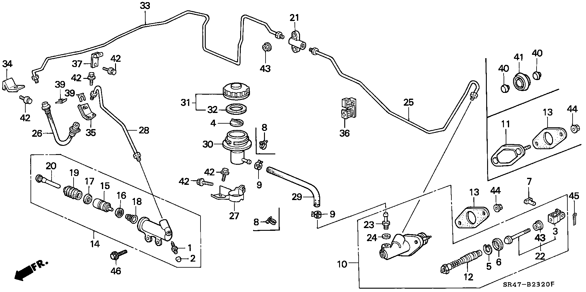 Honda 46920-SR3-A01 - Master Cylinder, clutch onlydrive.pro