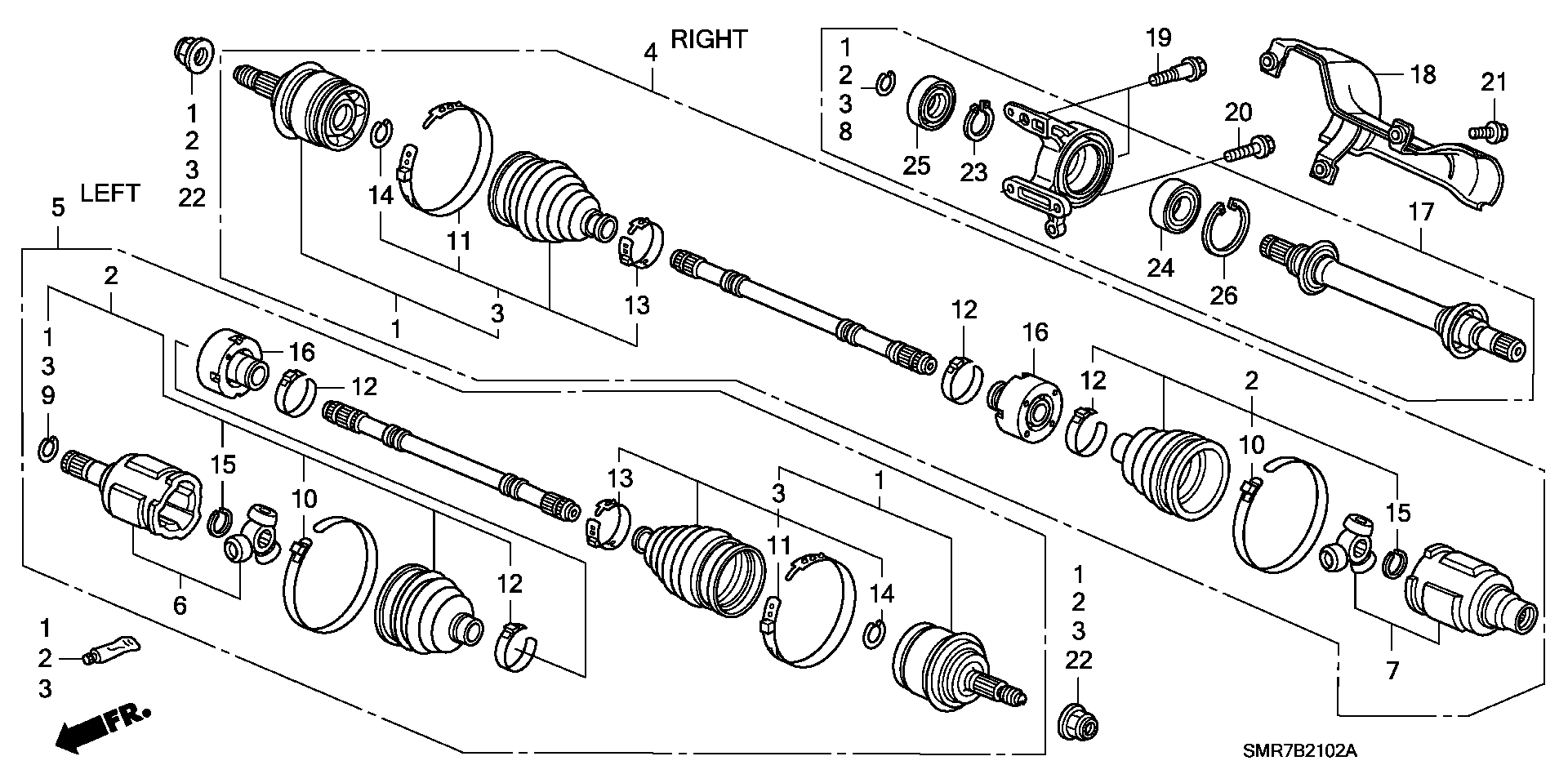 Honda 44306SMTG00 - Šarnīru komplekts, Piedziņas vārpsta onlydrive.pro