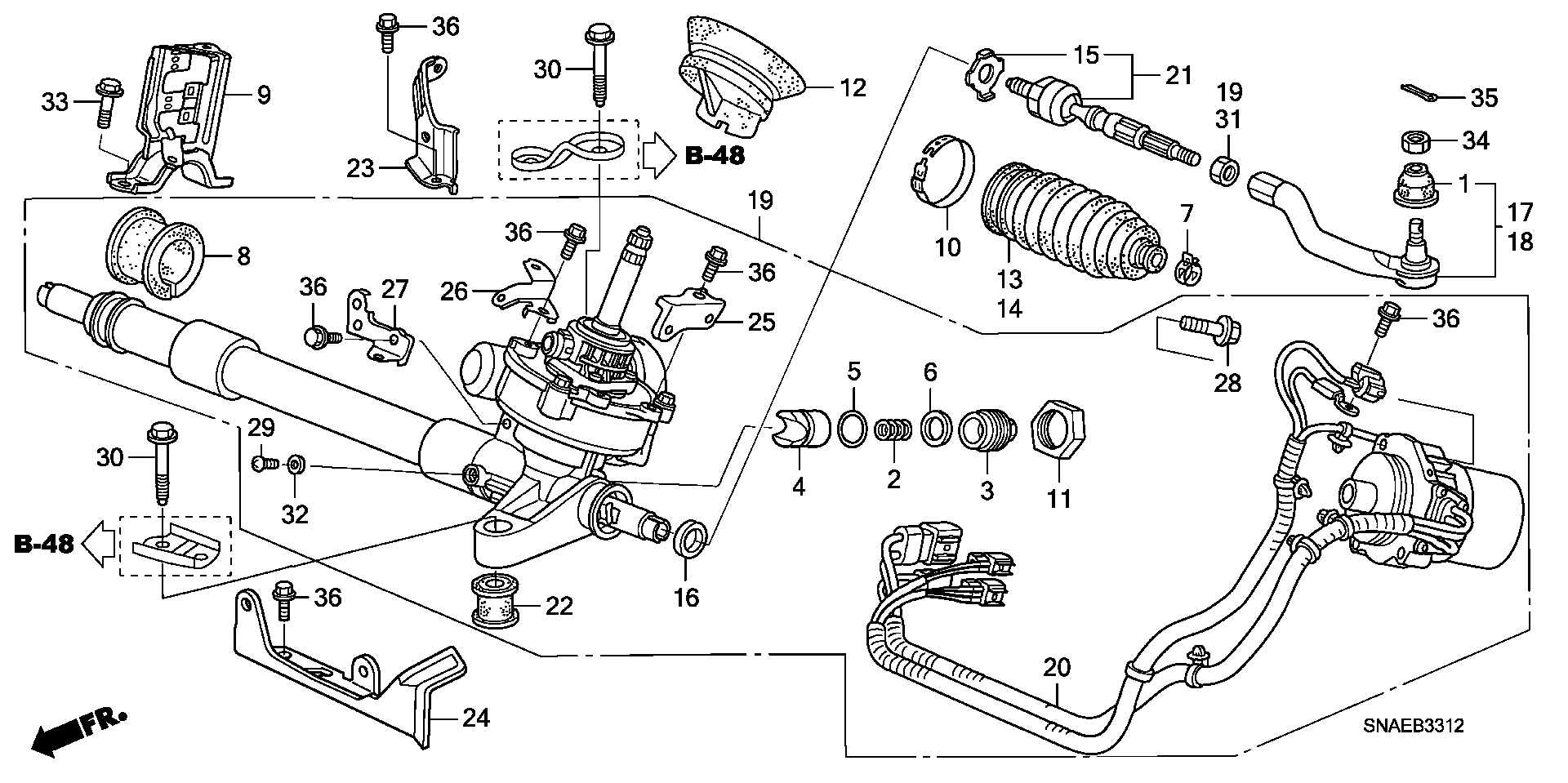 Honda 53535-SNA-A01 - P.s. gear box (eps) (lh): 001 pcs. onlydrive.pro