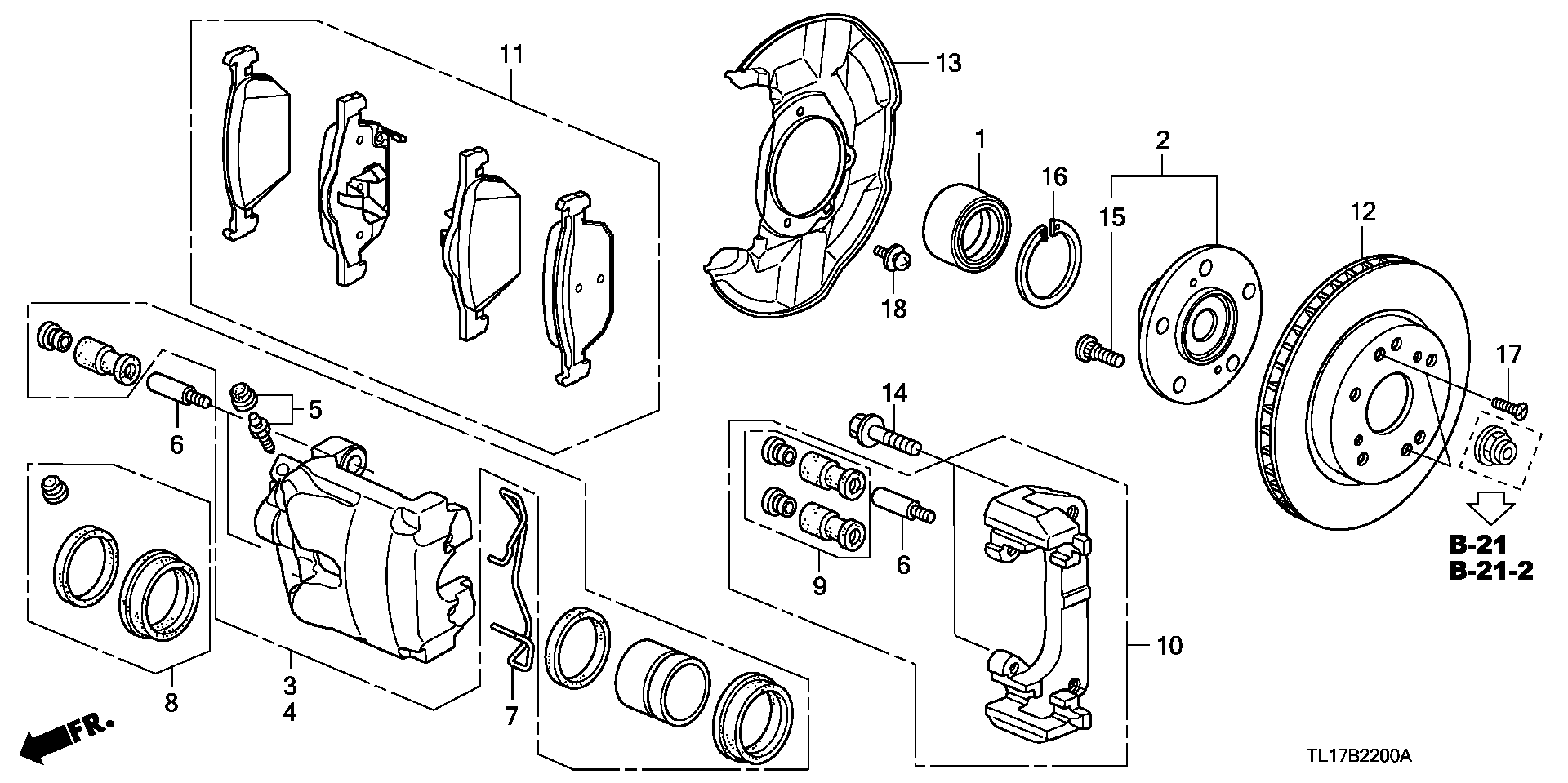 Honda 45022-TL1-G00 - Piduriklotsi komplekt,ketaspidur onlydrive.pro