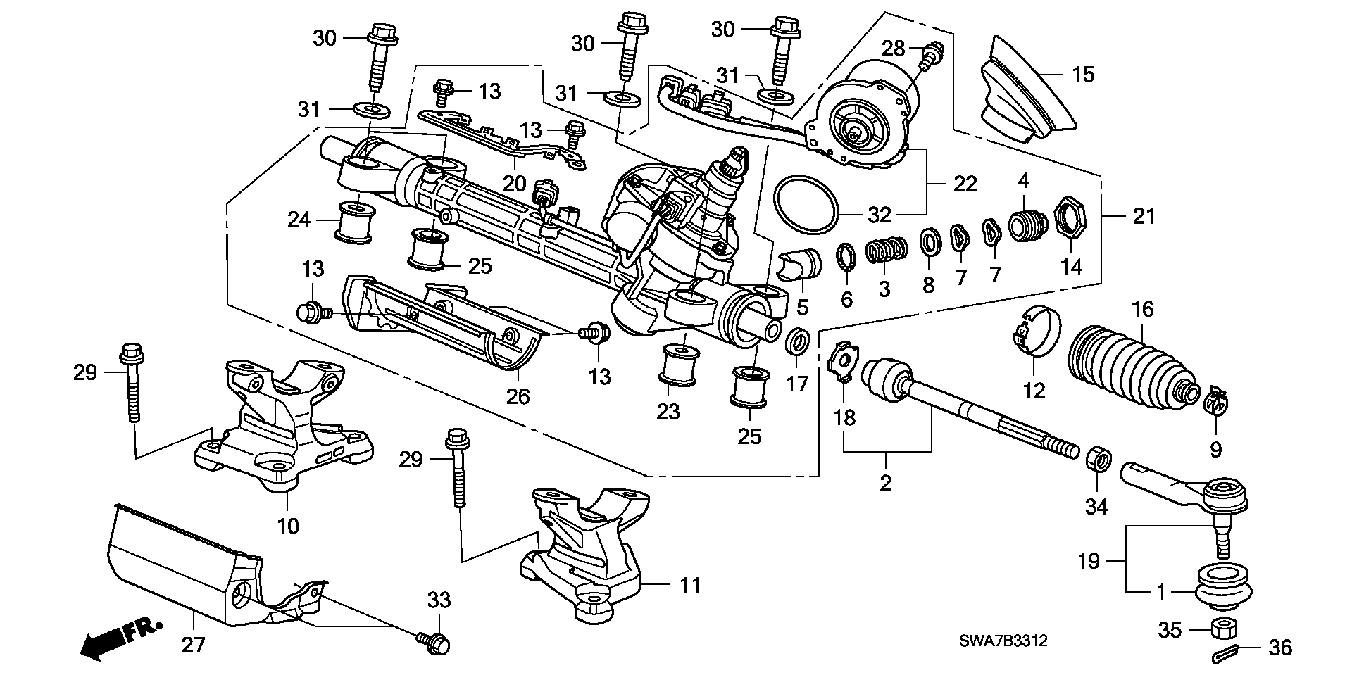 Honda 53534-SMA-003 - P.s. gear box (eps) (lh): 002 pcs. onlydrive.pro