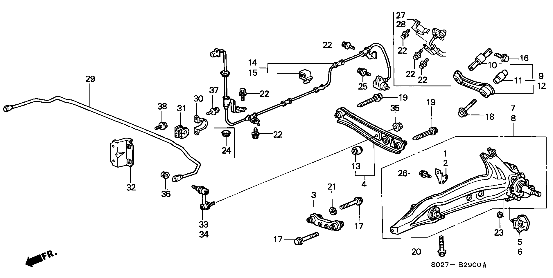 Honda 52400-SR0-A00 - Vikšro valdymo svirtis onlydrive.pro