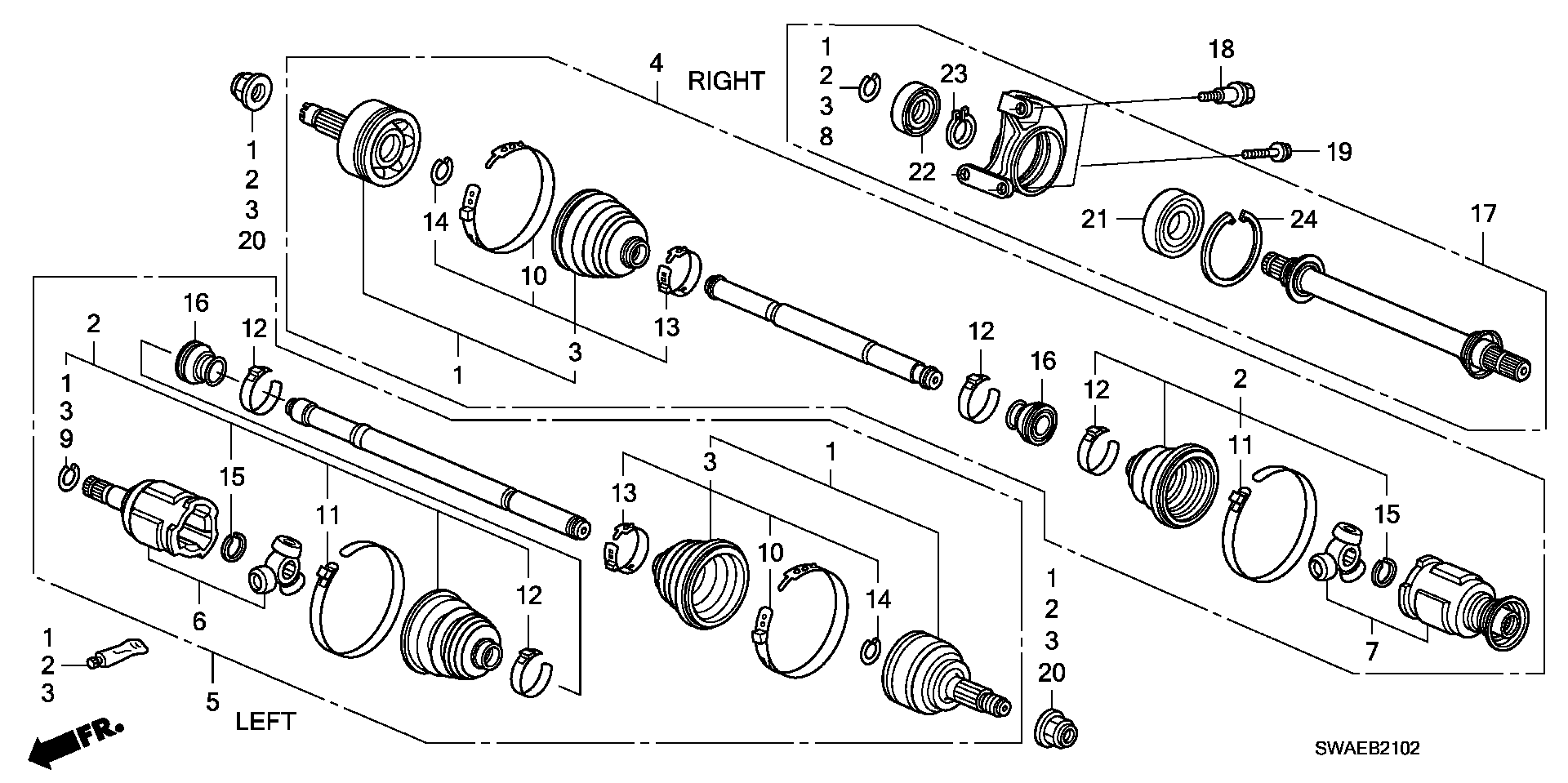 Honda 44014-SWY-010 - Šarnīru komplekts, Piedziņas vārpsta onlydrive.pro