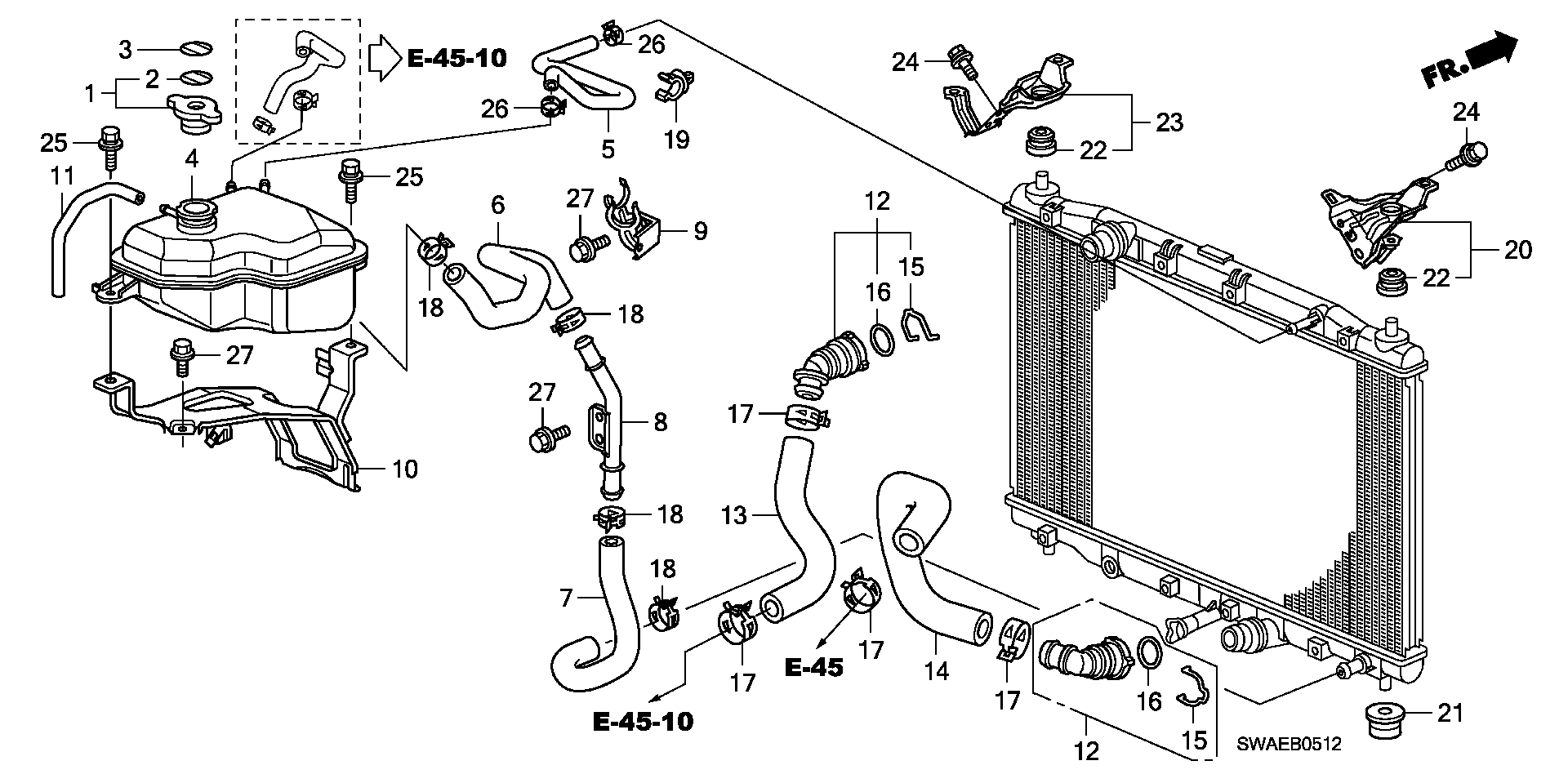 Honda 19045RBDE01 - Vāciņš, Radiators onlydrive.pro