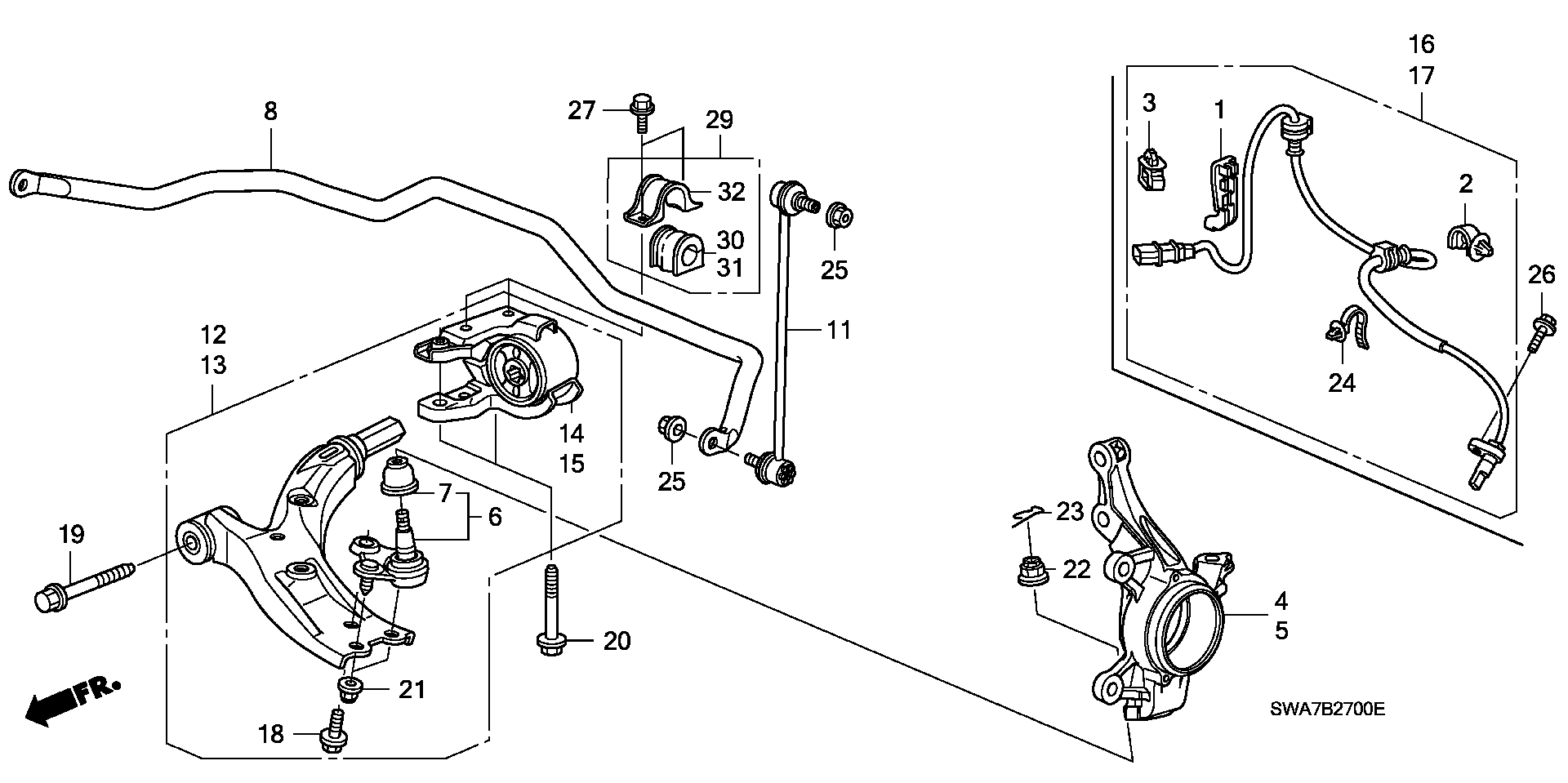 Honda 51360-SWA-E01 - Vikšro valdymo svirtis onlydrive.pro