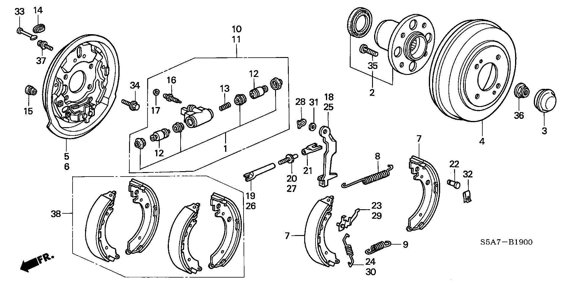 Honda 43053-S5A-E50 - Brake Shoe Set onlydrive.pro