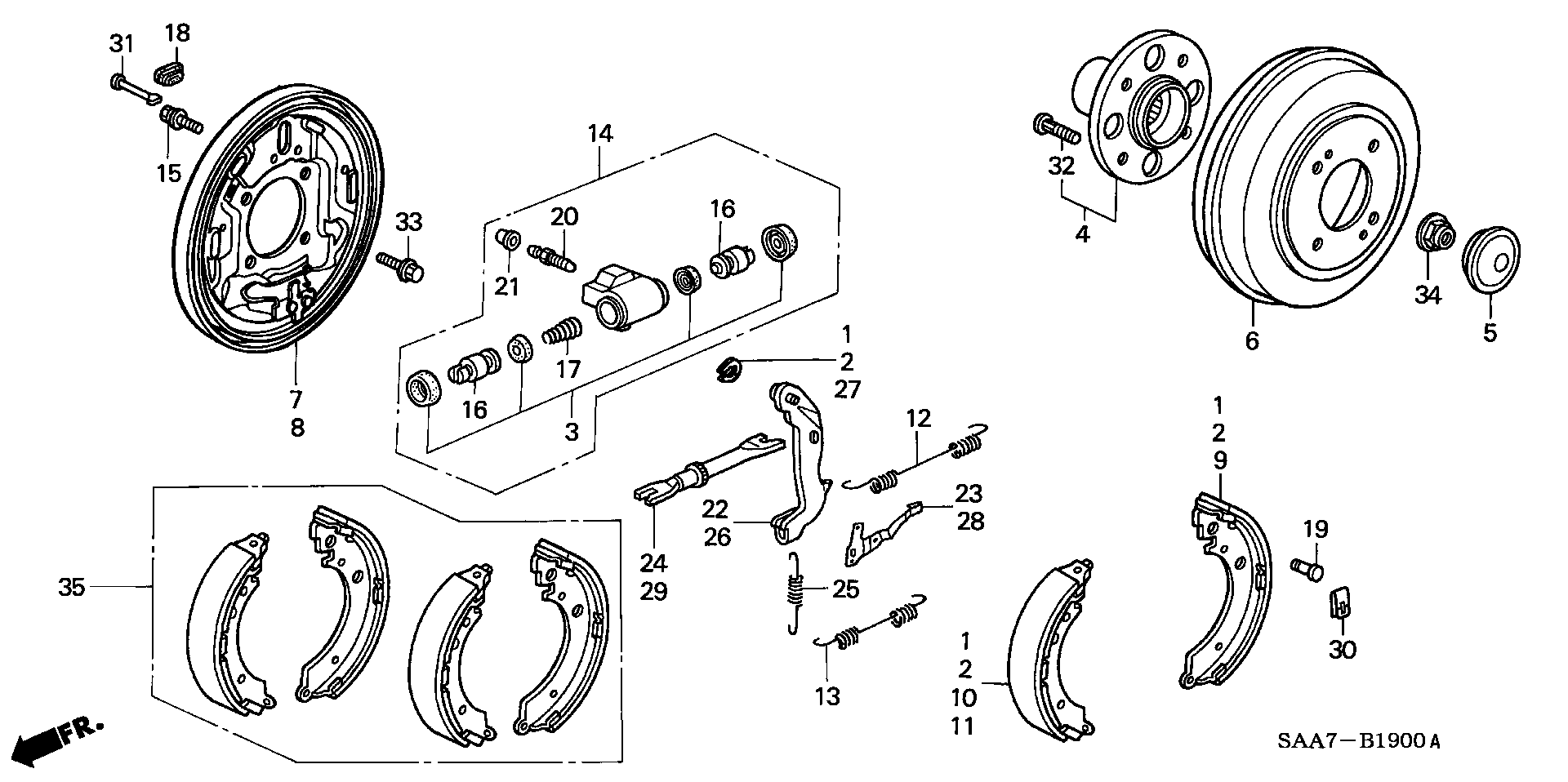 Honda 01431-SAA-000 - Brake Shoe Set onlydrive.pro