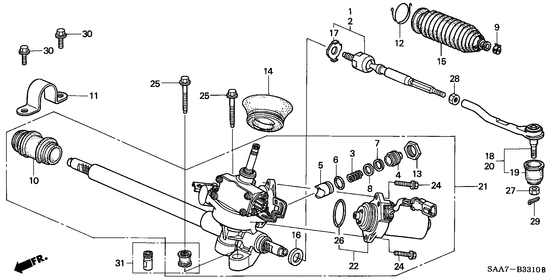 Honda 53560-SAA-003 - Skersinės vairo trauklės galas onlydrive.pro