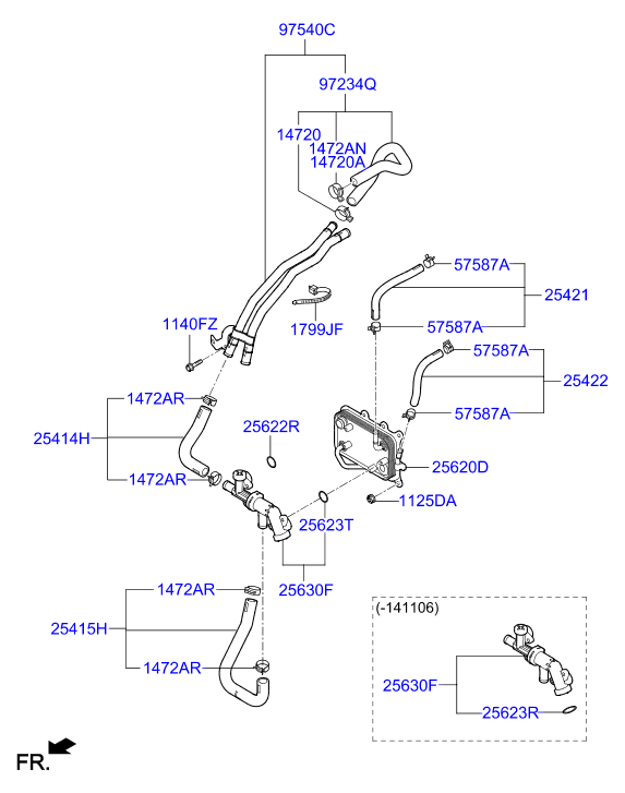 Hyundai 256201U500 - Oil Cooler, automatic transmission onlydrive.pro