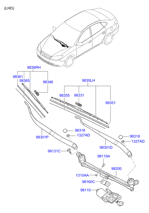 Hyundai 98360-2H000 - Windshield wiper: 1 pcs. onlydrive.pro