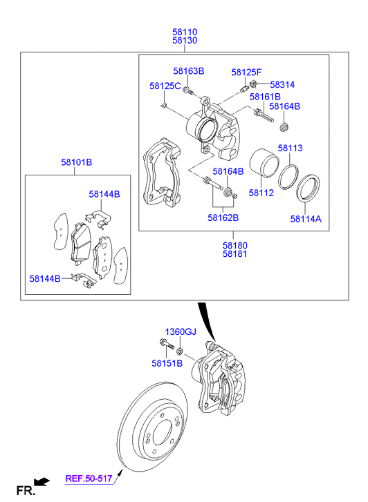 Hyundai 581013XA20 - Brake Pad Set, disc brake onlydrive.pro