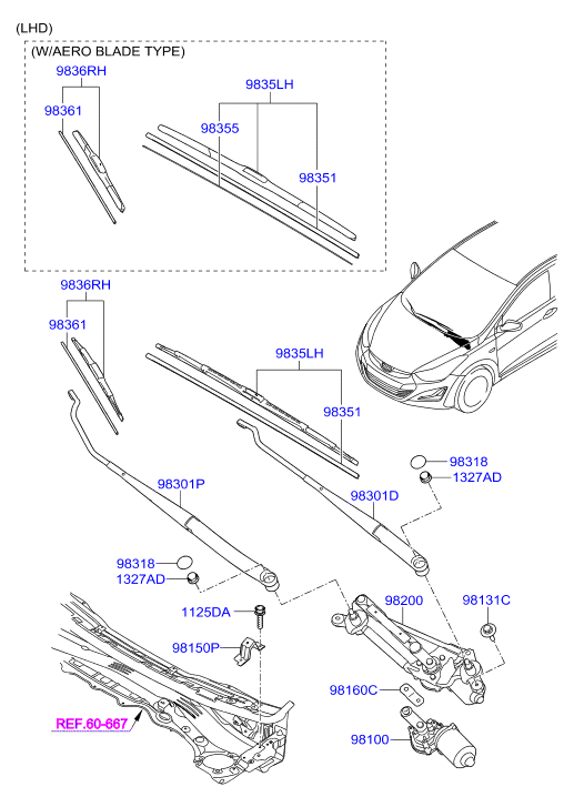 Hyundai 983503X200 - Wiper Blade onlydrive.pro