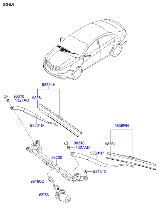 Hyundai 983503S000 - Klaasipuhastaja kumm onlydrive.pro