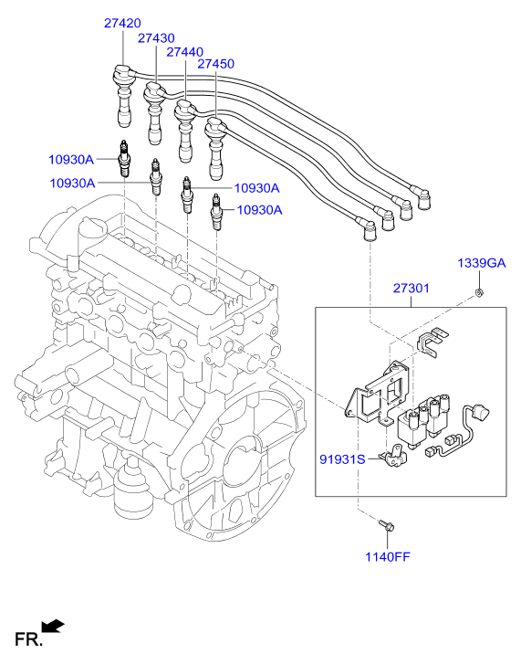 Hyundai 27440-03000 - Augstsprieguma vadu komplekts onlydrive.pro